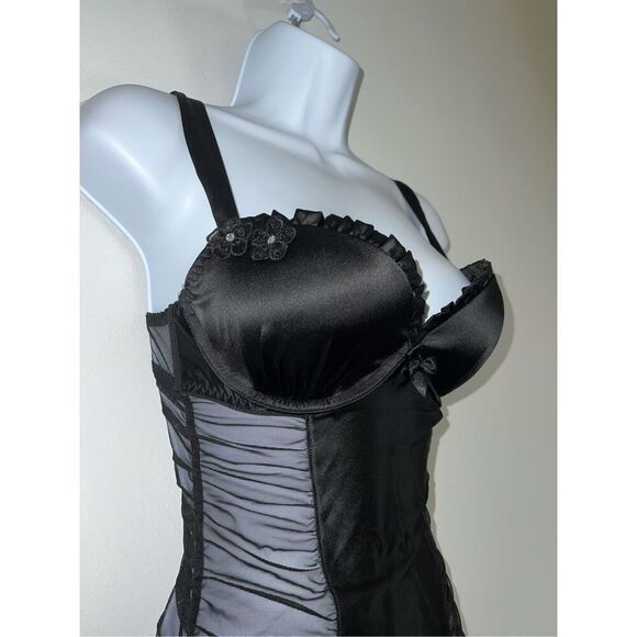 Victorias Secret Black w/ Rhinestones 34C Babydoll Gown - Picture 3 of 9